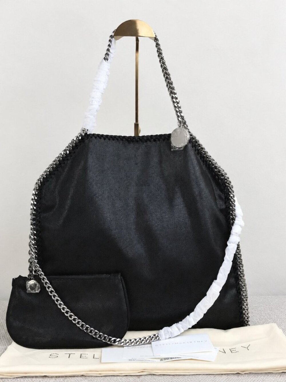 Black Woven Chain Tote + Zip Pouch Set